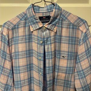 Vineyard Vines Pastel Plaid Linen Shirt